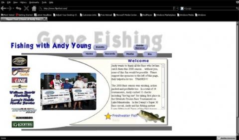 Very early state of flippinfool.com, home to Professional Bass Fisherman Andy Young
