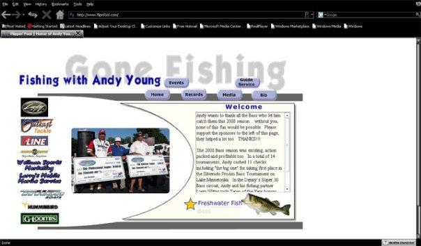FlippinFool.com created 2005 for Andy Young Pro Bass Fisherman Very early state of flippinfool.com, home to Professional Bass Fisherman Andy Young